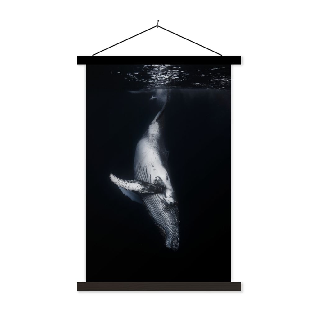 MuchoWow Textilposter Wale - Meerestiere - Meer - Natur 60x90 cm mit schwarzem Rahmen - Poster Wohnzimmer
