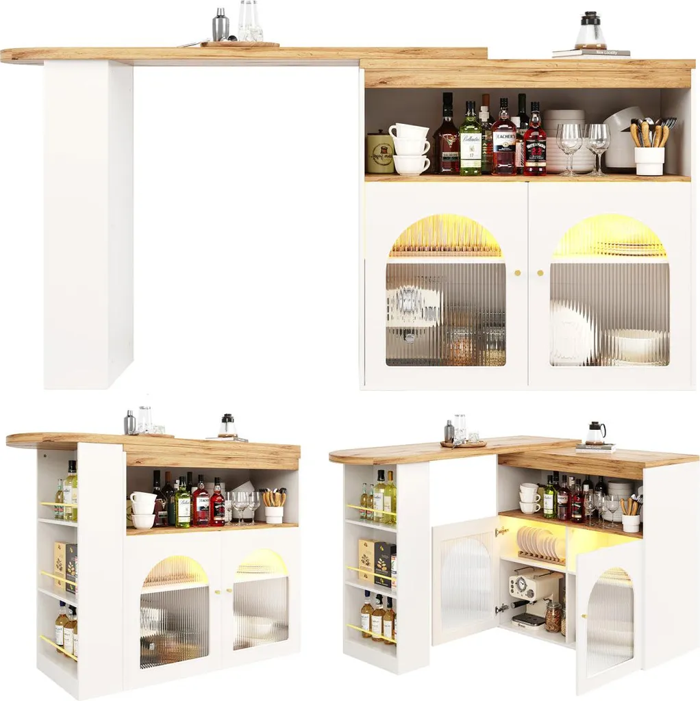 Table de bar extensible 138-193cm blanche à LED modèle Nova-X - 2