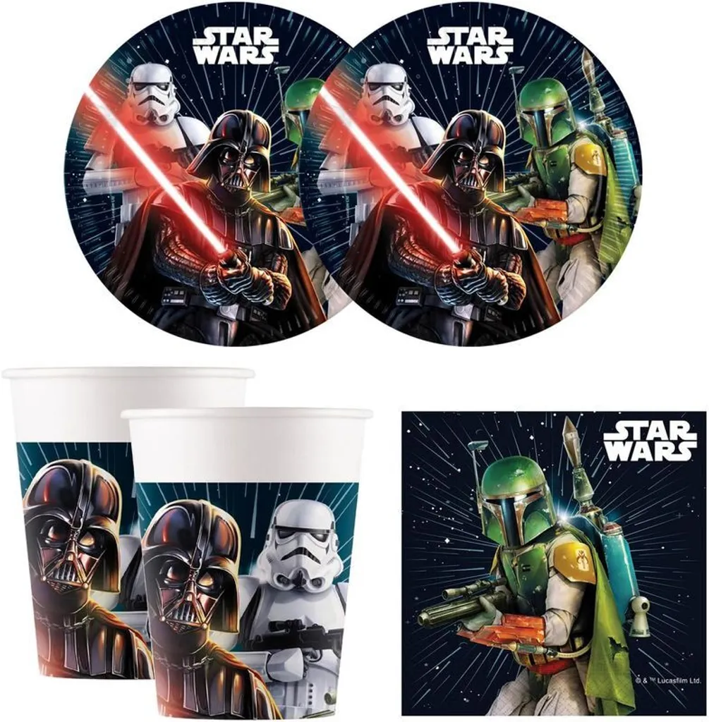 Kit anniversaire Star Wars 52 pièces haute qualité vaisselle jetable