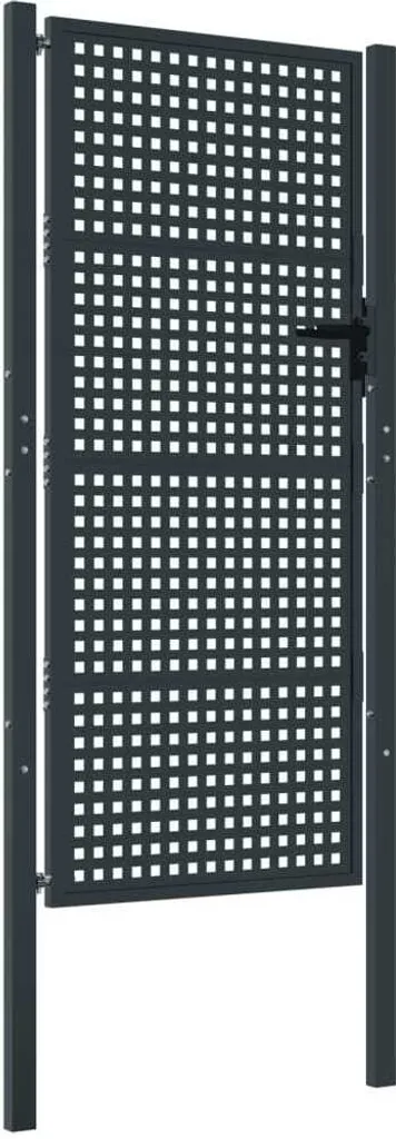 Portail de jardin 105x225 cm en acier gris anthracite anticorrosion