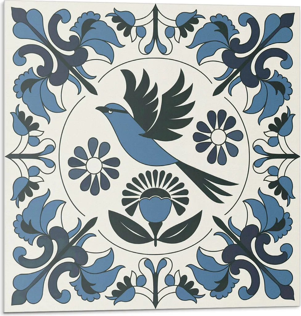 Pannelli Vinile Decorativi 3D Uccelli e Fiori 20x20 cm per Pareti