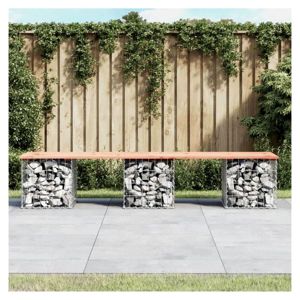 Gartenbank im Gabionen-Design 203x44x42cm aus Douglas-Holz