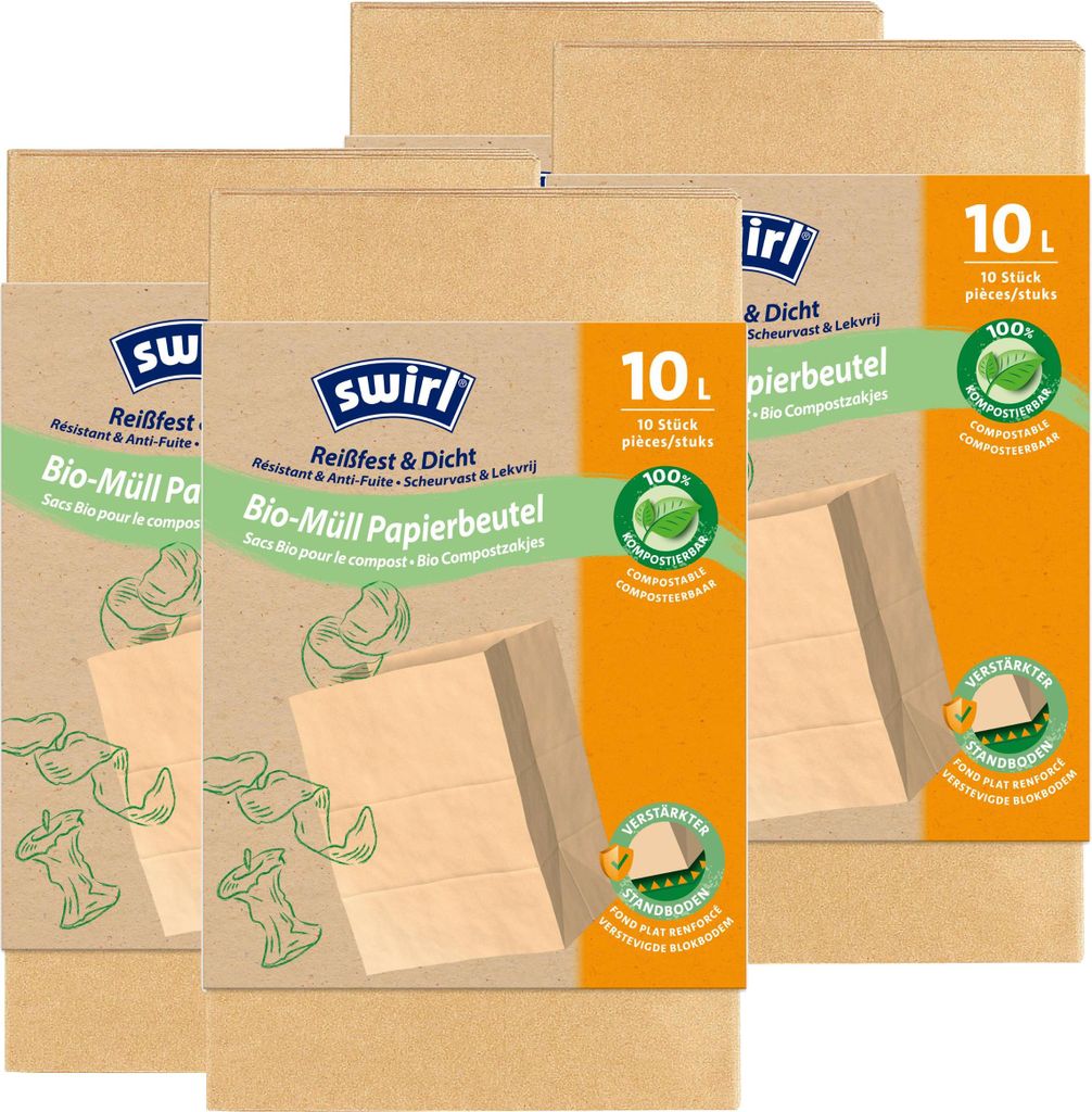 Swirl -Müll-Papier-Beutel 10L 10 Stück (4er Pack)