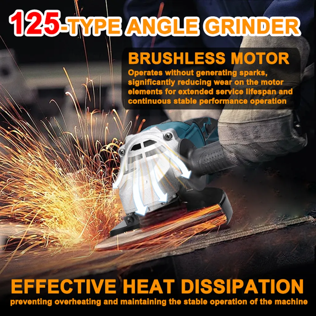 Meuleuse d'angle Brushless 125mm robuste pour découpe de carrelage - 9