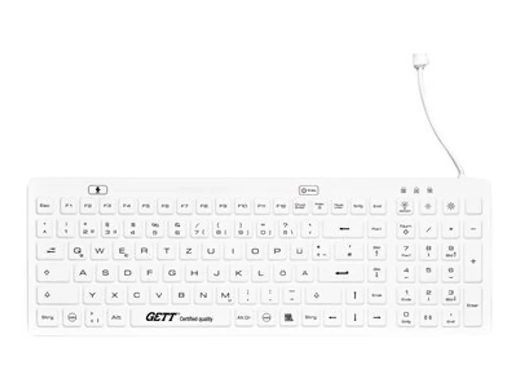 Clavier lavable IP68 contre infections nosocomiales Gett blanc USB