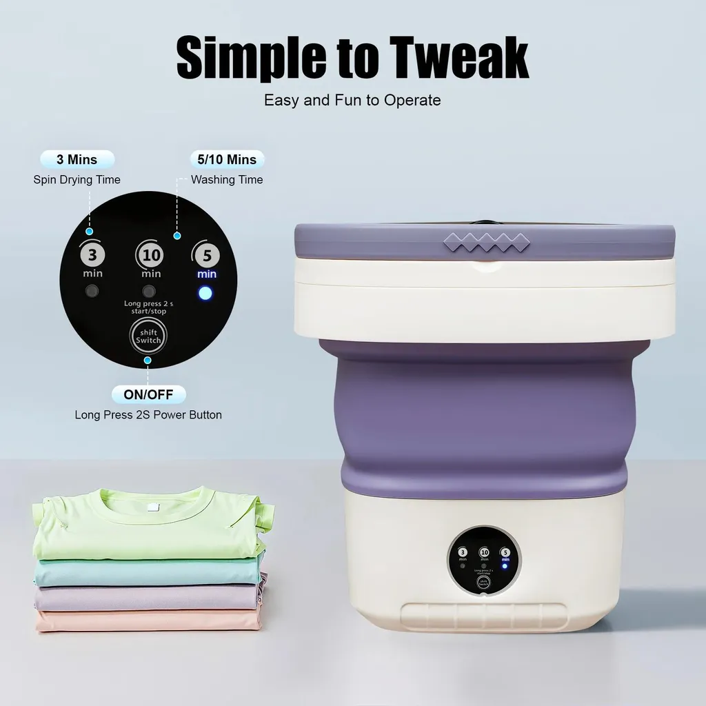 Mini lave-linge portable 12L : la solution pliante pour linge délicat - 3