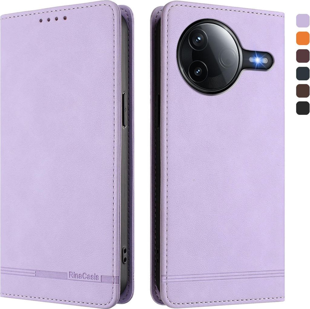 Hülle für Xiaomi Poco F7 Pro/F7 Ultra, Retro Kunstleder Ständer Klapphülle mit Kartenfächer und Magnetische Violett