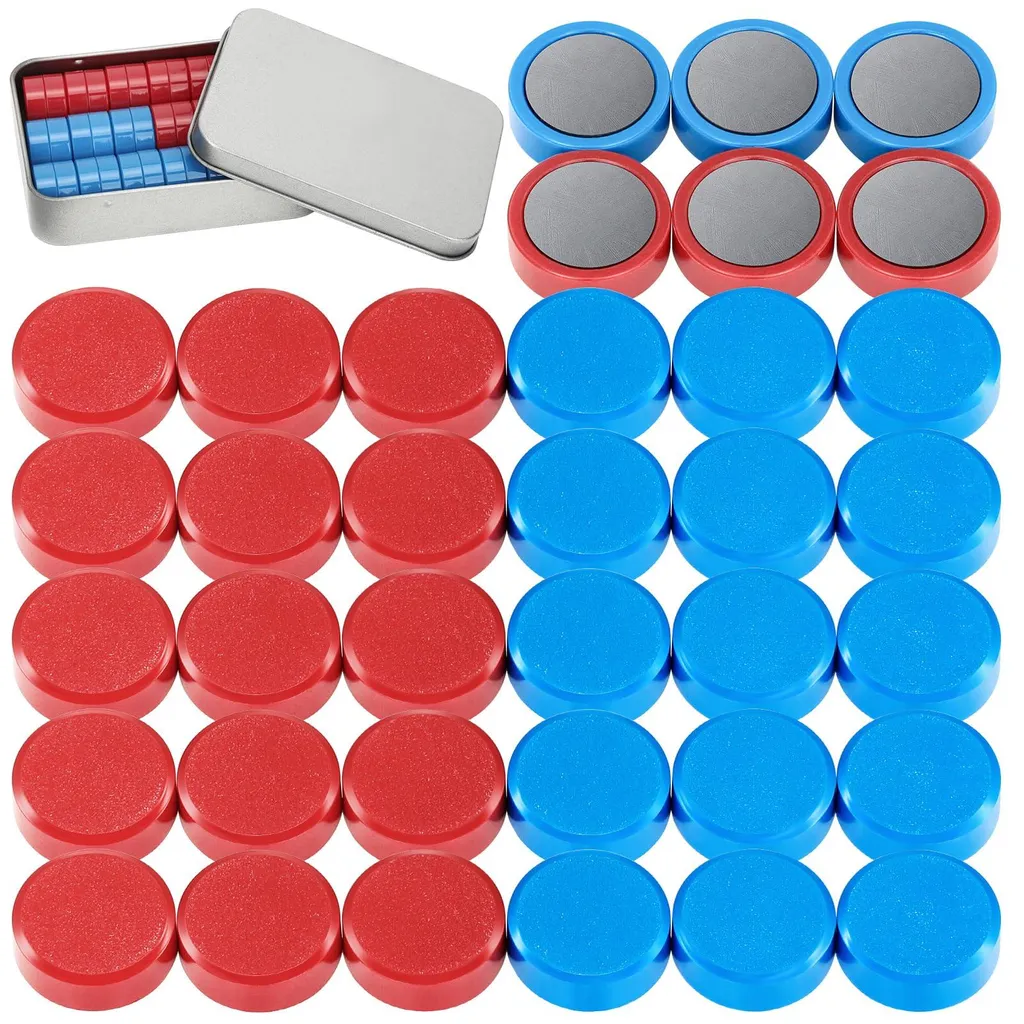 Aimants de Bureau pour Séminaires et Écoles - 36 Unités Bleues Rouges