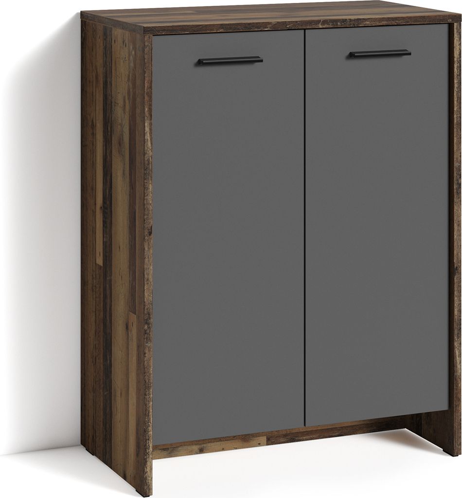 byLIVING Schuhschrank Ben, zweitürig, Maße 63 x 35, H 83 cm, in Old Wood / anthrazit