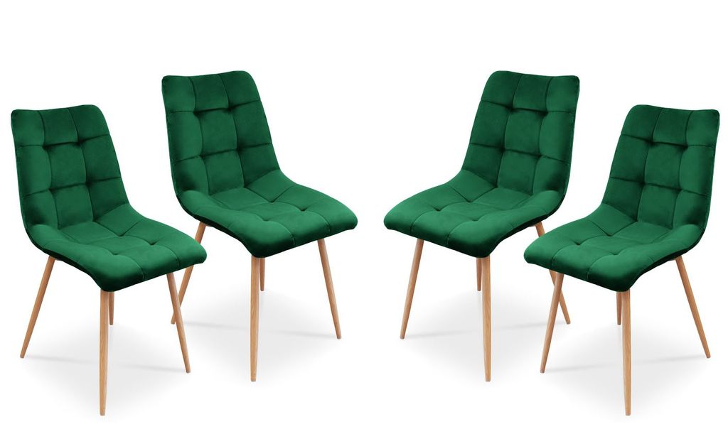Bettso 4 x Esszimmerstühle 4er Set Esszimmerstuhl Küchenstuhl Polsterstuhl Design Stuhl mit Rückenlehne, mit Sitzfläche aus Samt, Gestell aus M...