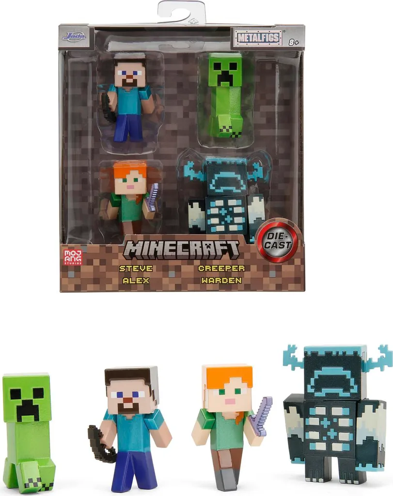Set de 4 Personnages Minecraft en Métal Die-Cast Simba Jada Haute Qualité