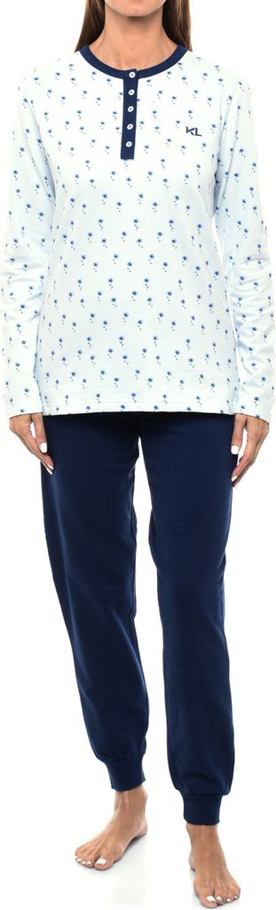 Kisses&Love Damen Winter-Pyjama aus Plüsch-Baumwolle KLP2