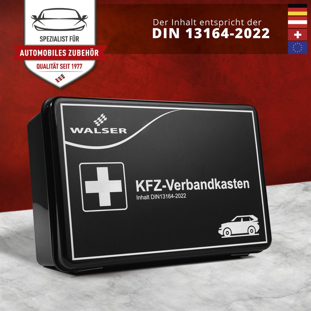 2 Stück KFZ Verbandtasche Schwarz Neufassung DIN 13164-B Auto PKW  Verbandkasten Erste Hilfe