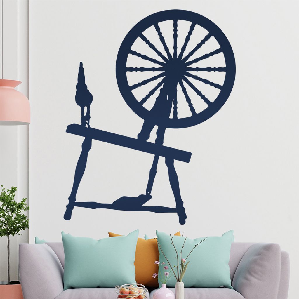 KIWISTAR Spinnrad - Spinnstuhl Stoff Spinnerei Wandtattoo in 6 Größen - Wandaufkleber Wall Sticker - Dekoration, Küche, Wohnzimmer, Schlafzimmer...