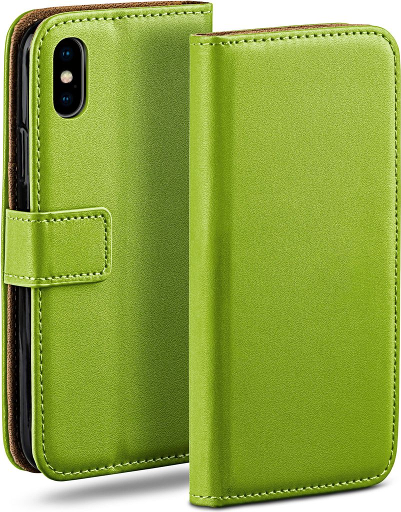 moex Book Case kompatibel mit Apple iPhone X / iPhone XS - Hülle 360 Grad klappbar, Grün