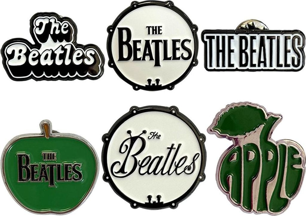 The Beatles - Logos - Anstecker-Set - Messing RO13954 (Einheitsgröße) (Weiß/Grün/Schwarz)