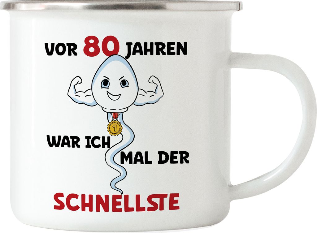 Vor 80 Jahren War Ich Mal Der Schnellste Emaille Tasse Produktbild 