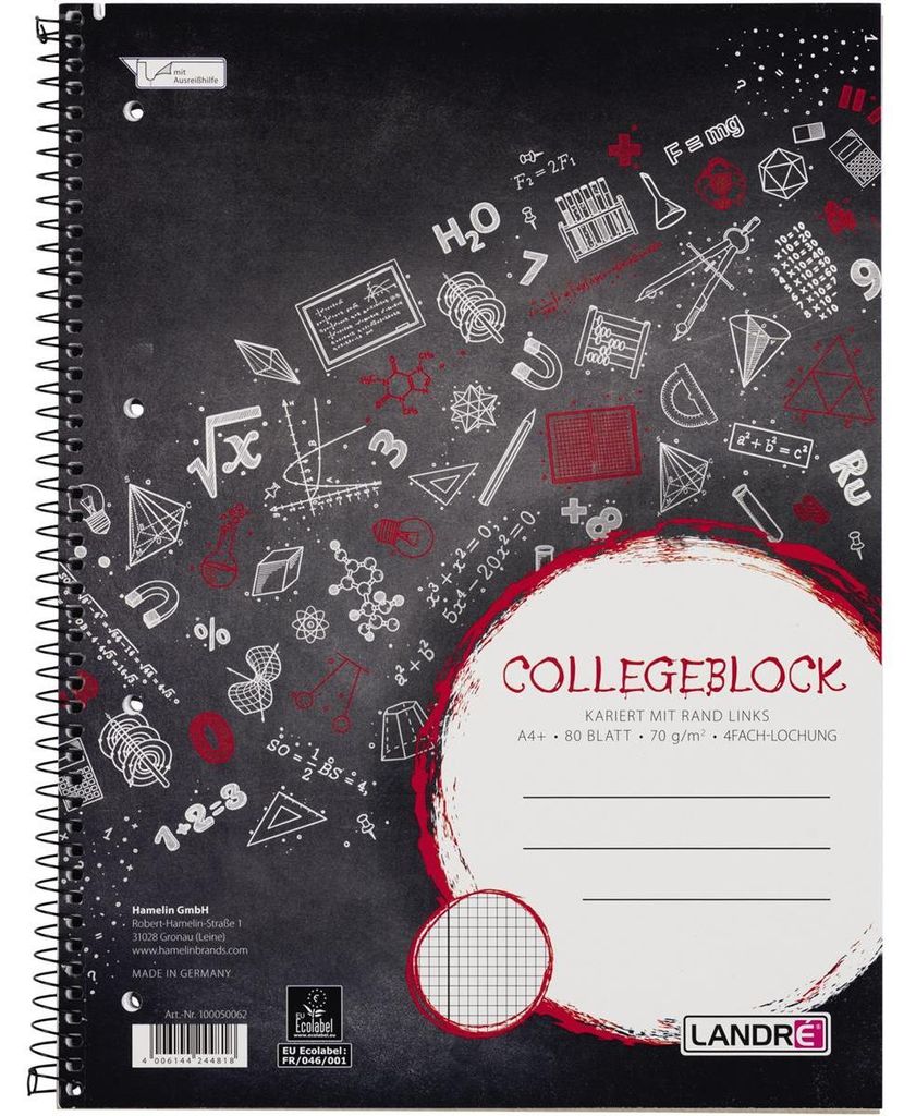 LANDRÉ Collegeblock "college" DIN A4 kariert 80 Blatt Produktbild 