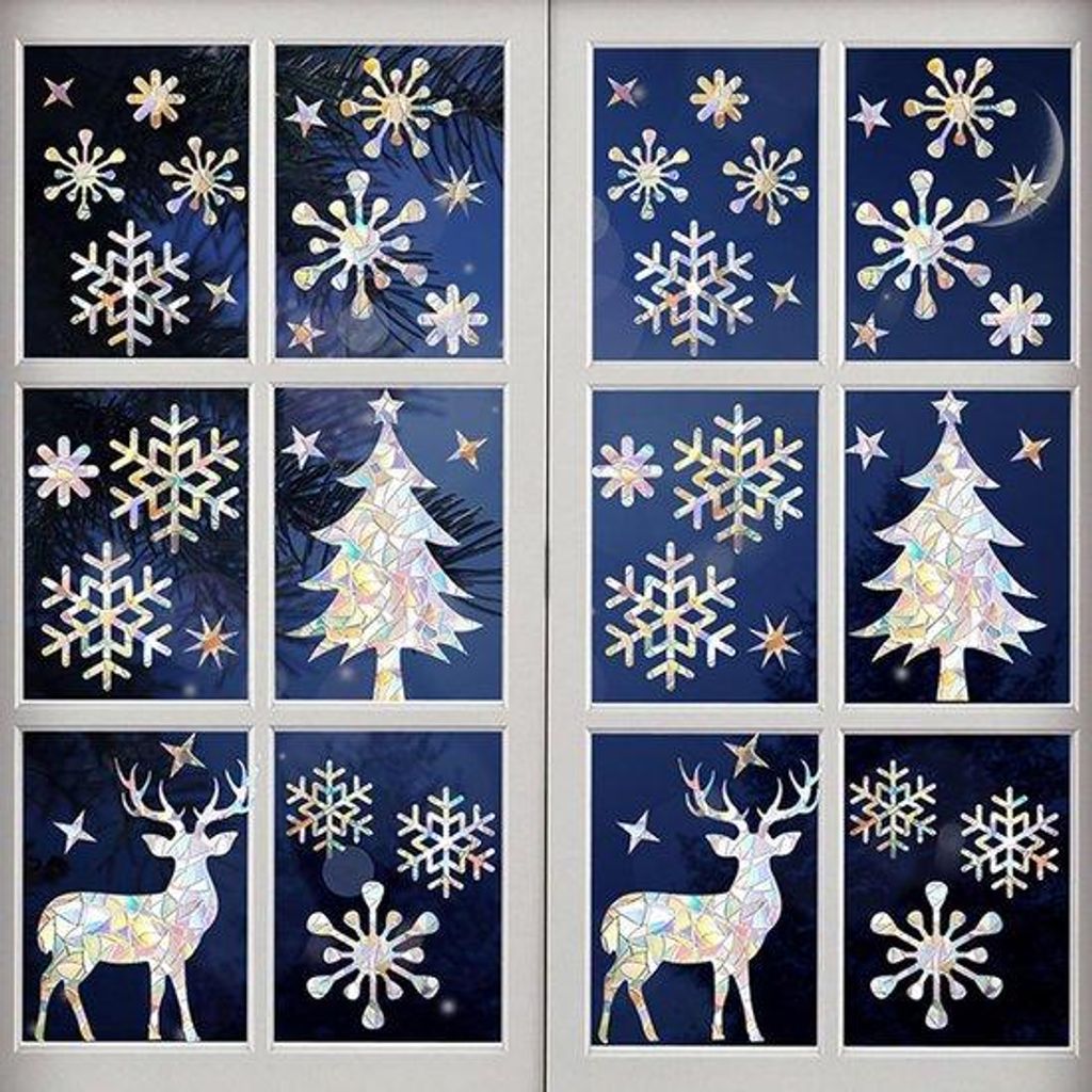 Weihnachtsdeko Schneeflocken, PVC-Fenstersticker, entfernbare Dekoration