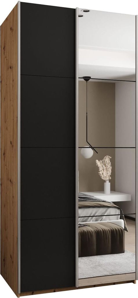 MEBLE KRYSPOL LUX 3 Schrank - 245,5x120x64cm - Artisan, Schwarz, Silber