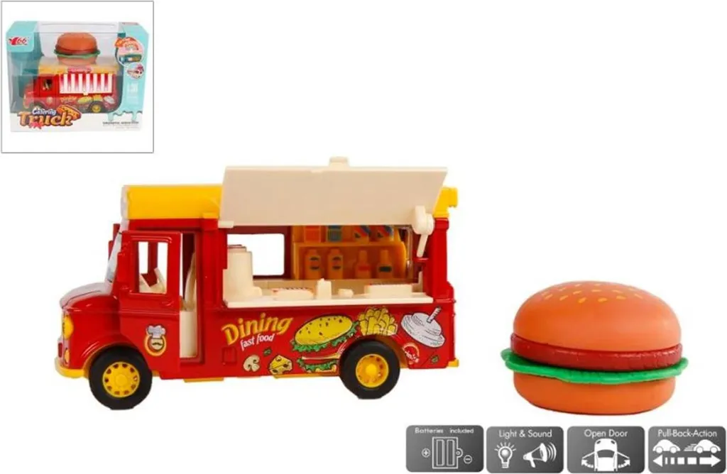 Food Truck Hamburger en Métal Incassable avec Son : le Jouet Durable