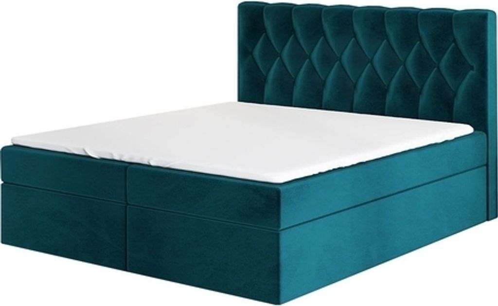 Boxspringbett EIRIK 120 x 200 mit 2 Bettkästen, Bonell-Matratze und Topper. Farbe: Grün