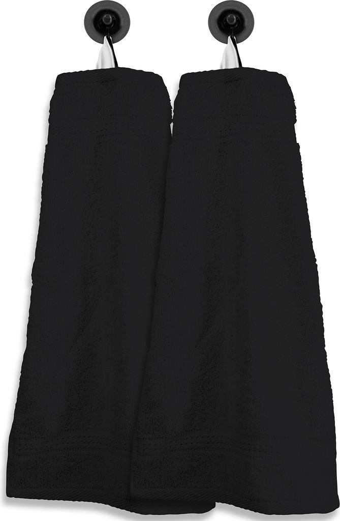 2 Gästetücher Gästehandtücher schwarz 30x50 cm Set Baumwolle Handtücher Frottee