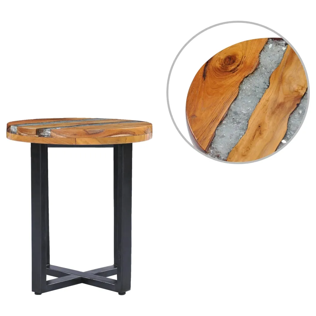 Petite table basse de salon pour espace réduit en teck et résine