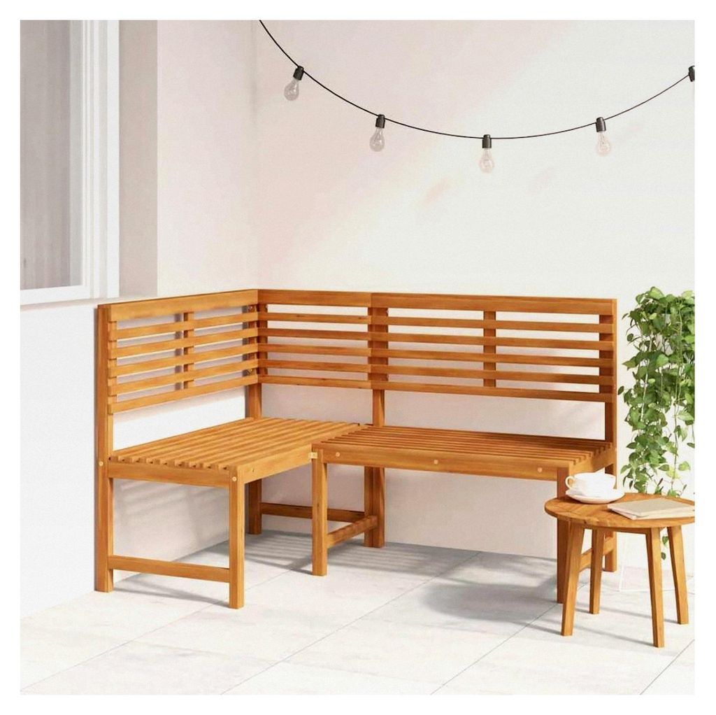 Garten Eckbank aus Akazienholz, 140 cm, Sitzbank für Garten und Balkon