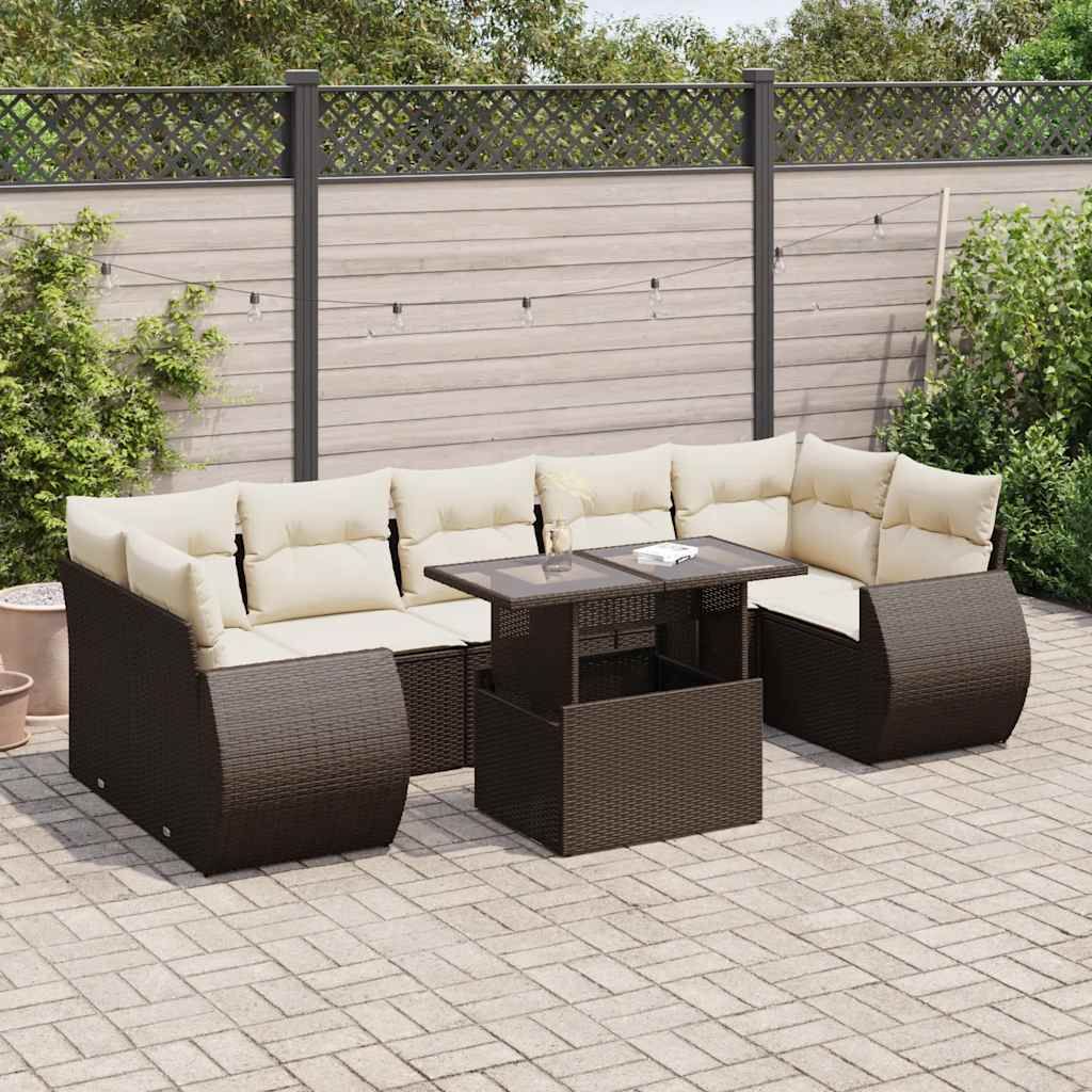 Maison Exclusive - 8-tlg. Garten-Sofagarnitur mit Kissen Braun Poly Rattan