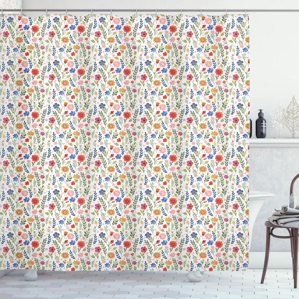 Tenda da Doccia con Fiori ABAKUHAUS 175x200 cm - Atmosfera Spa