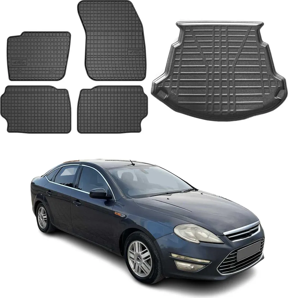 Set Tappeti e Vasca Baule Ford Mondeo mk4 Gomma 2007-2014 Liftback