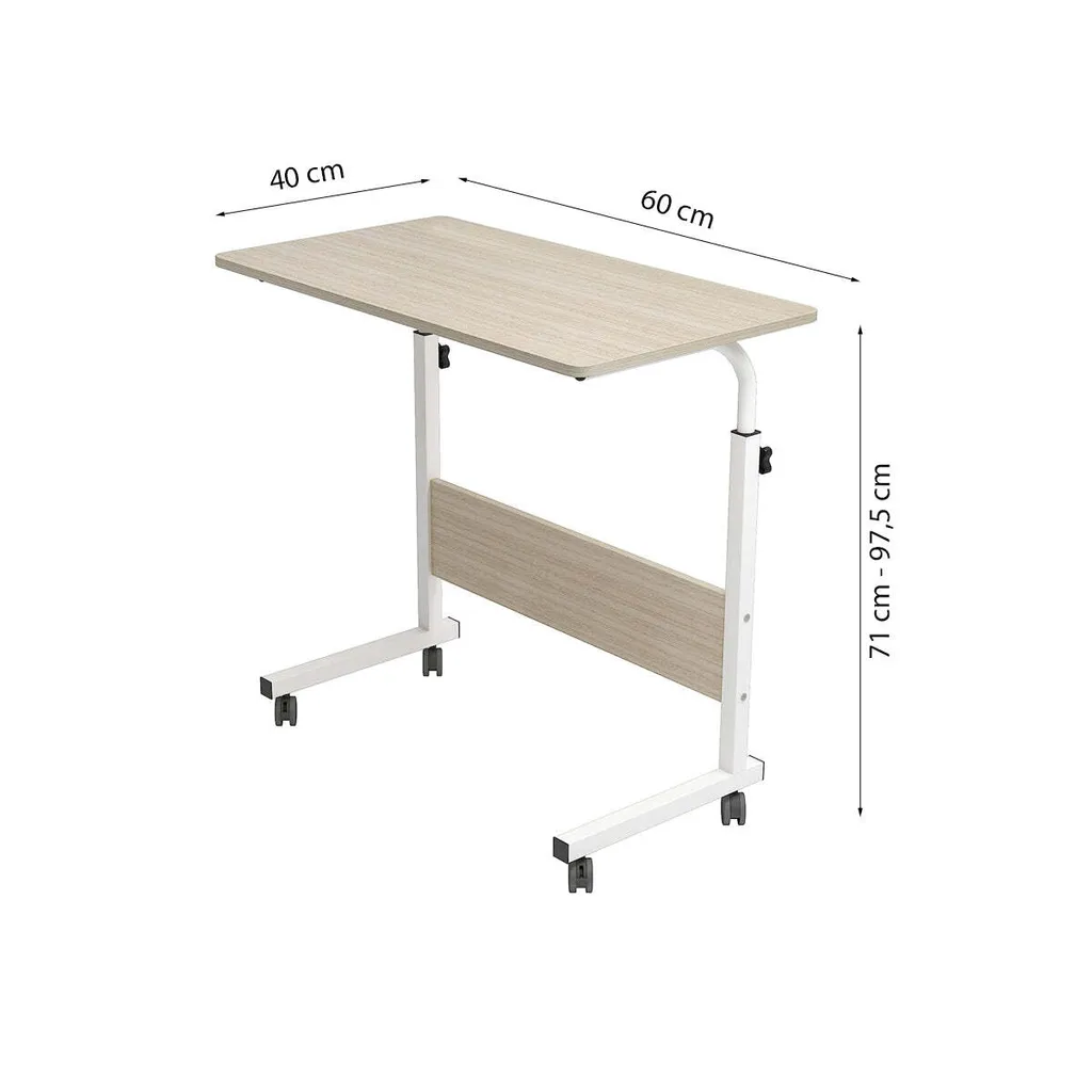 Support ordinateur multifonction blanc réglable avec roulettes de blocage
