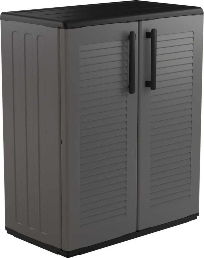 Armoire de Rangement Grise Armoire basse 2 portes Image du produit 