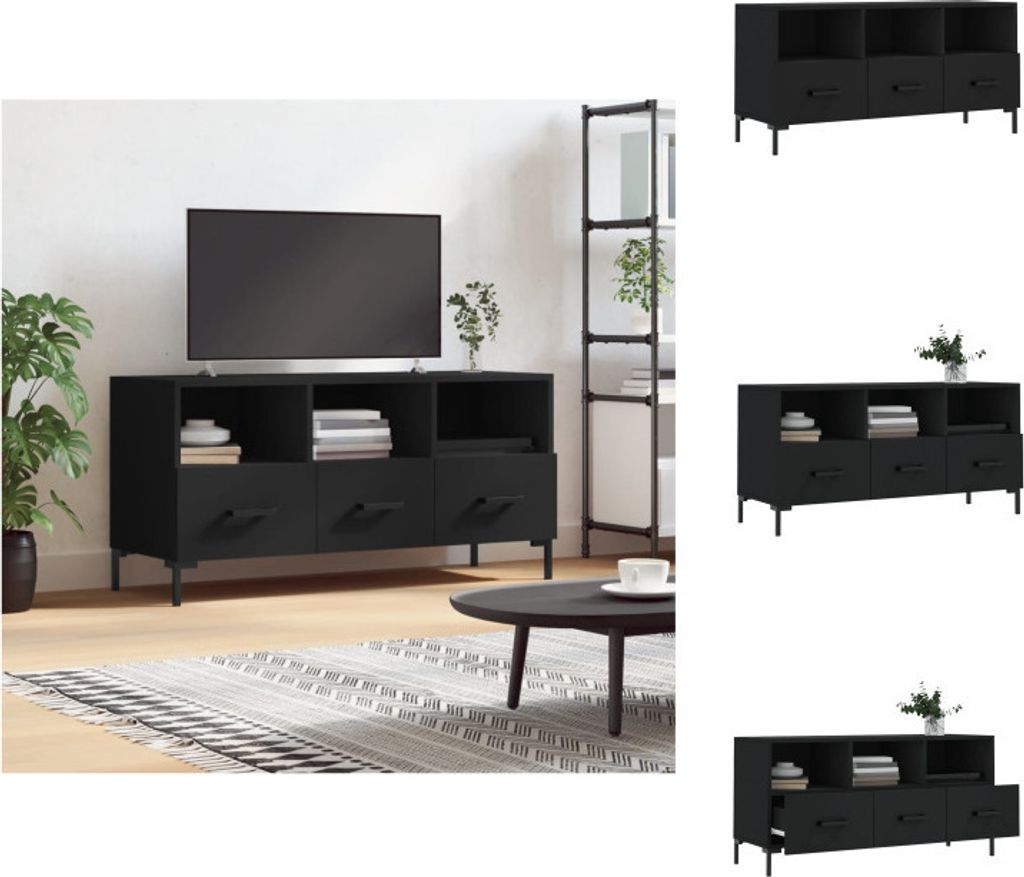 vidaXL TV-Schrank Schwarz 102x36x50 cm Holzwerkstoff - TV-Möbel