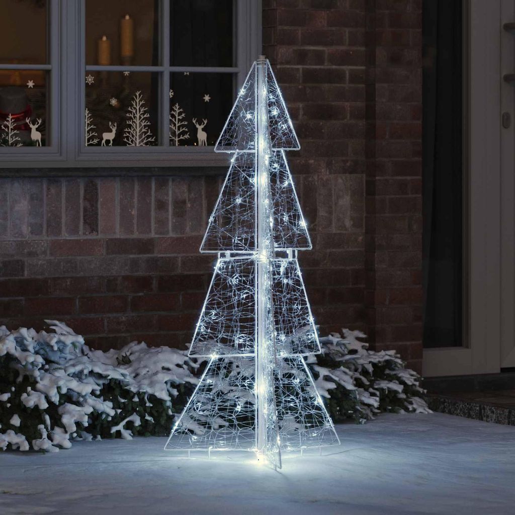 HOMMIE Weihnachtsbaum - Tannenbaum/Christbaum - einfach aufzubauen - mit 100 LEDs - Kaltweiß 120cm Acryl NEU758304 - Christbaumschmuck