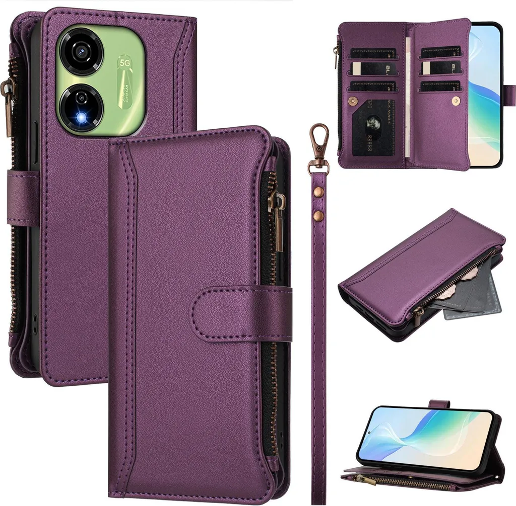 Recensione Custodia Itel P55 5G - Portafoglio Viola con Zip