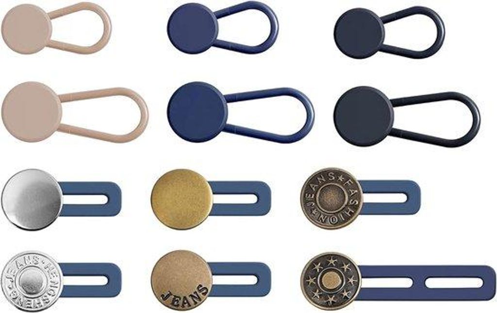 Jeans-Verlängerknop - 12 Stück - 15-17 mm - Kniegelenkverlängerung
