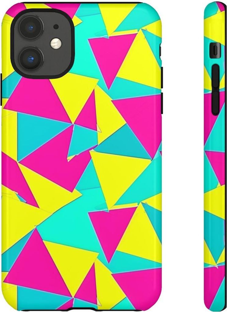 Leuchtende Dreiecke im Neon-Look – Hülle Kompatibel mit iPhone 11