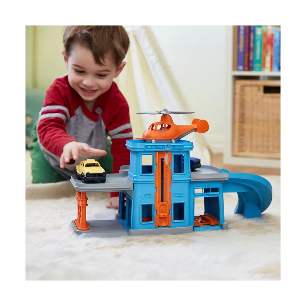 Double Garage Bleu Éco-responsable sans BPA avec Accessoires de Jeu - 5