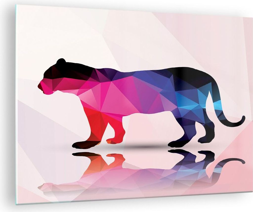 Bilder auf glas - Tiger Illustration modern Grafik - 70x50cm - Glasbilder - Wandbilder - Kunstdruck - zum Aufhängen bereit - Wanddekoration aus Gl...