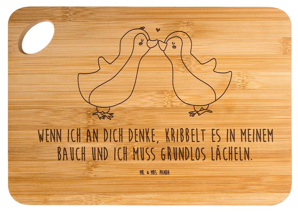 Mr. & Mrs. Panda schneidunterlage Pinguine Kuss - Transparent - Geschenk, Hackbrett, Küchenbrett, Valentinstag, Freundin, Frühstücksbrett, für ...