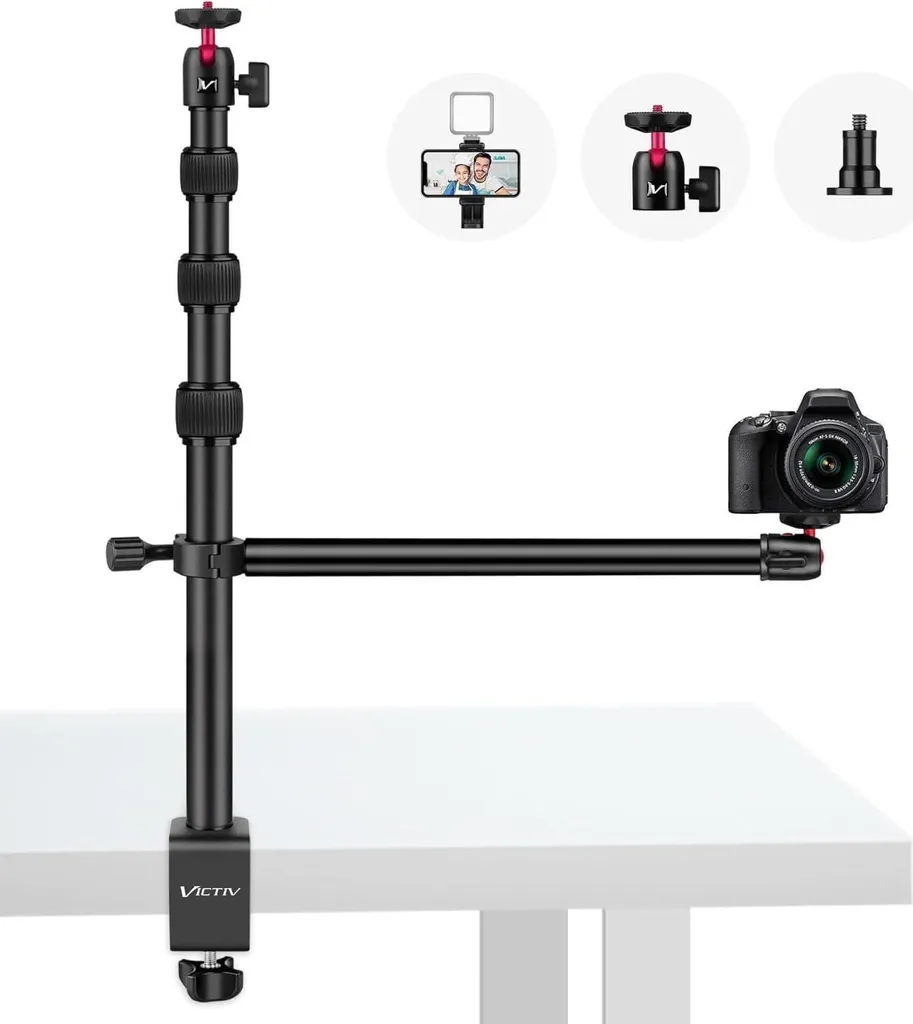 Victiv fotocamera da tavolo 37cm-105cm fotocamera da tavolo treppiede DSLR Canon Luce LED smartphone