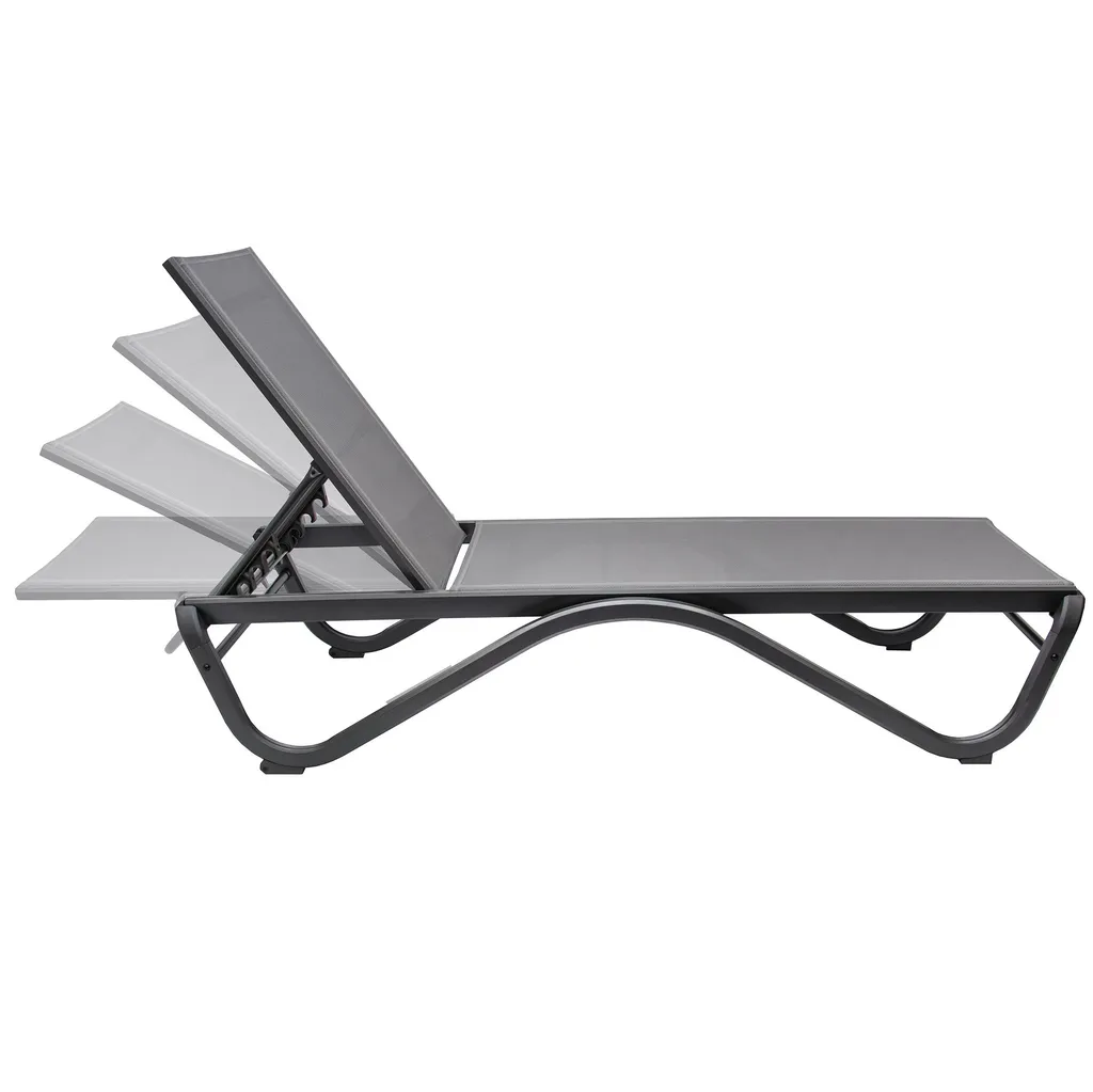 Chaise longue 4iQ SOLARIA gris anthracite, bain de soleil 192x64x33 cm