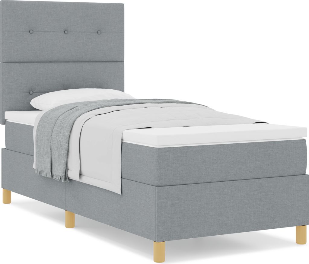 Eleganten-Stil Bettrahmen, Boxspring- Bett mit Matratze Hellgrau Stoff - Klassische Betten DE86631