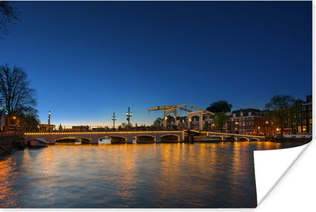 MuchoWow Poster Amsterdam - Brücke - Wasser 30x20 cm - Plakate - Print