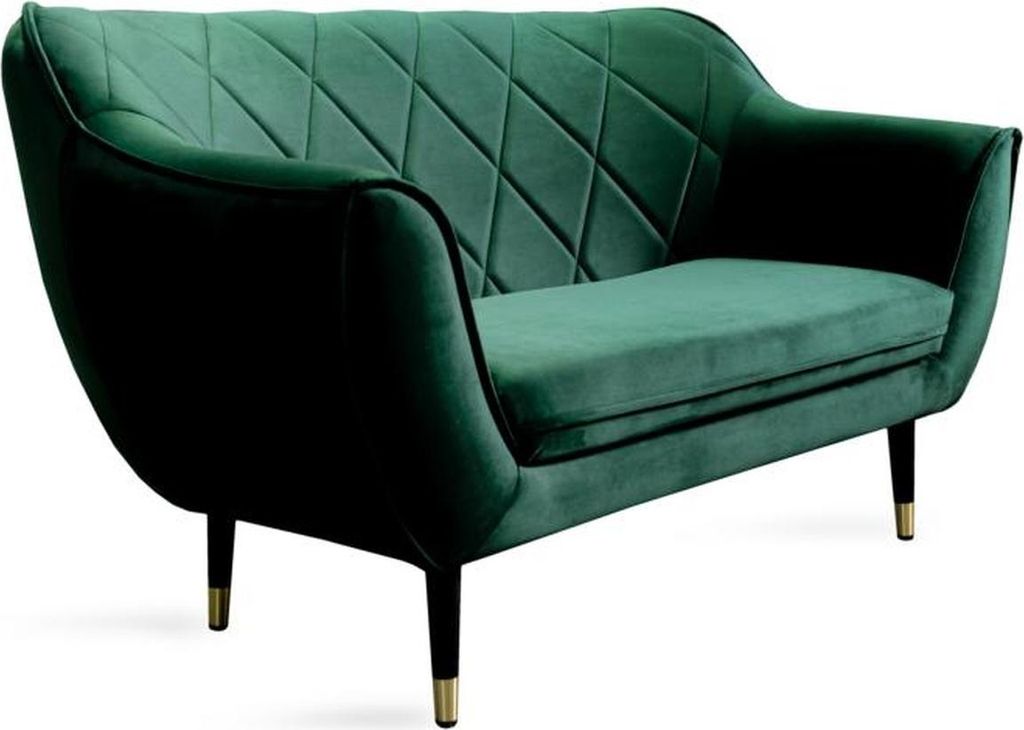 Sofa 2 Sitzer Grün Modern Wohnzimmer Luxus Design Holz Möbel Polster Stoff Neu