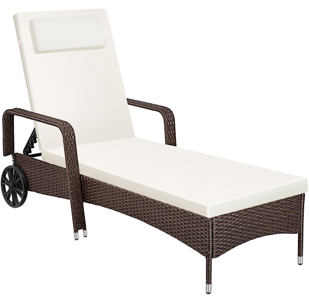 tectake® Rattan Sonnenliege 200 x 70 x 33 cm Produktbild 