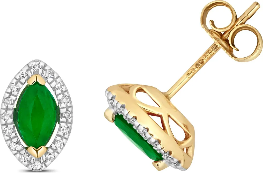 Boucles d'Oreilles Or 9K Émeraude et Diamant : Luxe Durable et Hypoallergénique