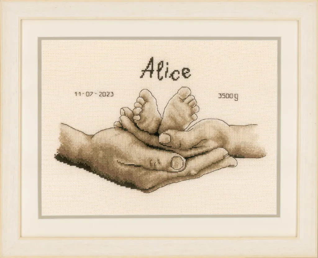 Cadeau de Naissance à Broder Point de Croix Mains et Pieds de Bébé